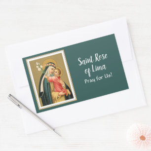 St. Rose Lima und das Christkind (M 023) Rechteckiger Aufkleber