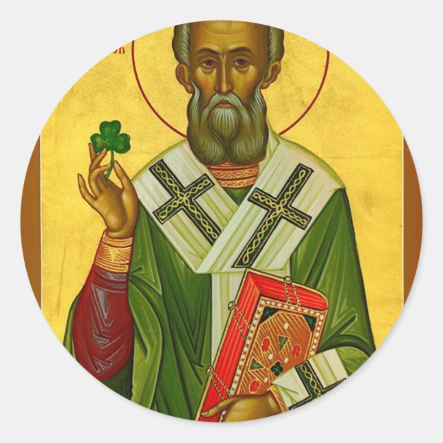 St Saint Patrick Portrait Runder Aufkleber (Vorderseite)