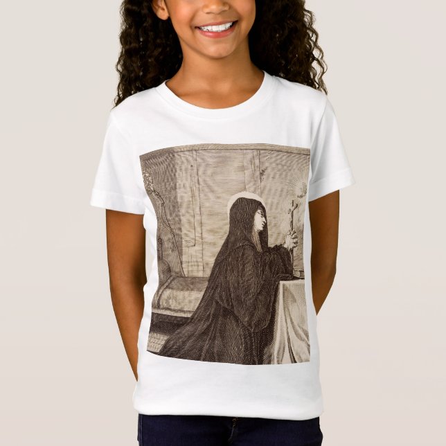 St. Scholastica Gönnerin der Schule T-Shirt (Vorderseite)