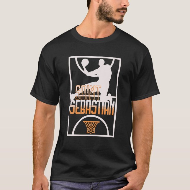 St. Sebastian Basketball Dunk Boss Saint Of Sport T-Shirt (Vorderseite)