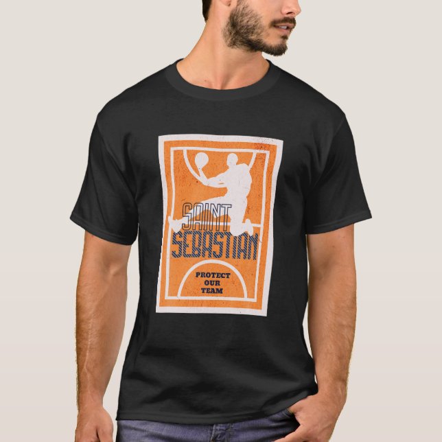 St Sebastian Basketball Dunk Patron Saint Of Sport T-Shirt (Vorderseite)