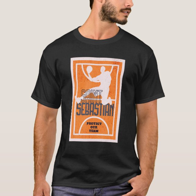 St Sebastian Basketball Dunk Schutzheilige des Spo T-Shirt (Vorderseite)