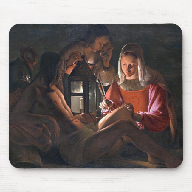 St. Sebastian Embraced by Irene, La Tour Mousepad (Vorne)