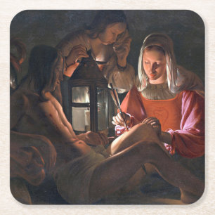 St. Sebastian Embraced by Irene, La Tour Rechteckiger Pappuntersetzer