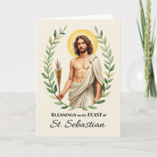 St. Sebastian Festtag Segnung Leafy Kranz Karte