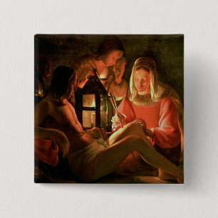 St. Sebastian geneigt von der heiligen Frau (Öl Button
