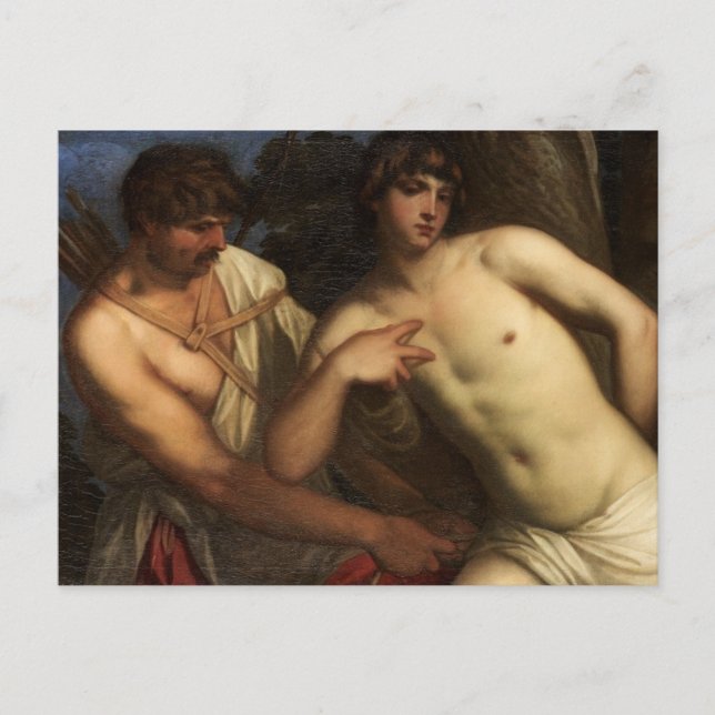 St. Sebastian ist gebunden Postkarte (Vorderseite)