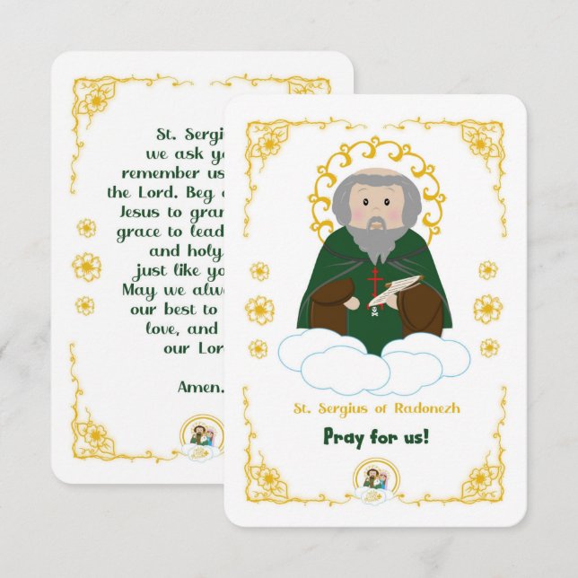 St. Sergius of Radonezh Heilige Karte (Vorne/Hinten)