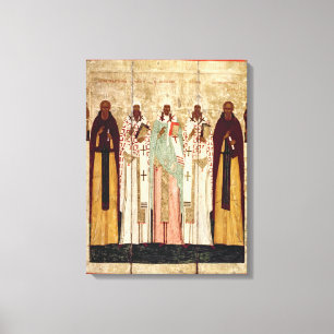 St. Sergius von Radonesh mit den Heiligen von Leinwanddruck