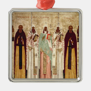 St. Sergius von Radonesh mit den Heiligen von Ornament Aus Metall