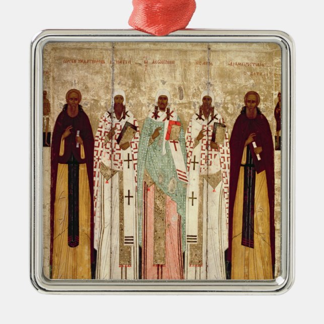 St. Sergius von Radonesh mit den Heiligen von Ornament Aus Metall (Vorne)