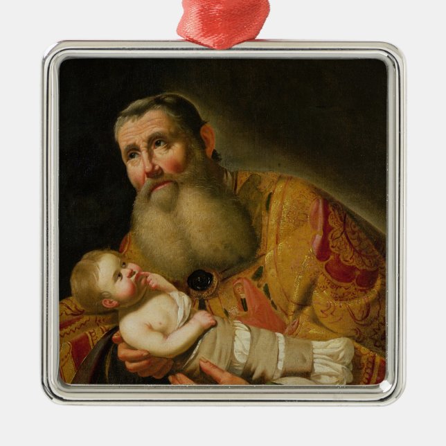 St. Simeon, das den Säugling Christus darstellt Ornament Aus Metall (Vorne)