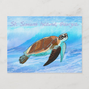 St. Simons Island, GA Sea Turtle Carte postale