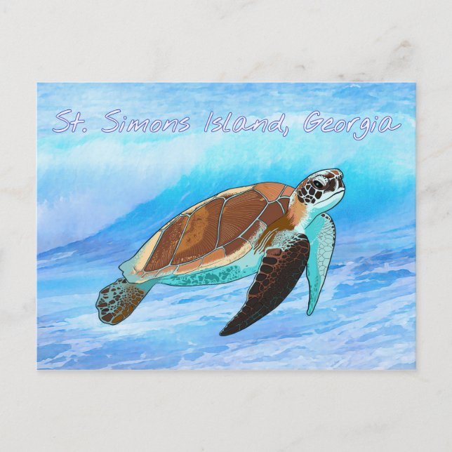 St. Simons Island, GA Sea Turtle Carte postale (Devant)