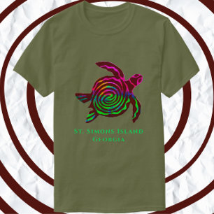 St. Simons Island GA Tortue de mer colorée T-shirt