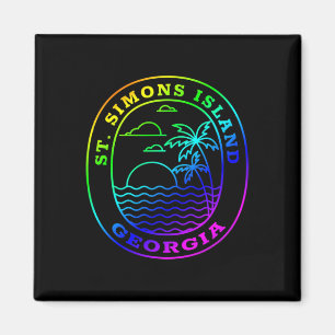 St. Simons Island Georgia Rainbow Palm Tree Beach Magnet