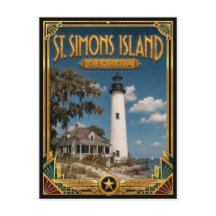 St. Simons Island Georgia Vintage Art Deco Golden