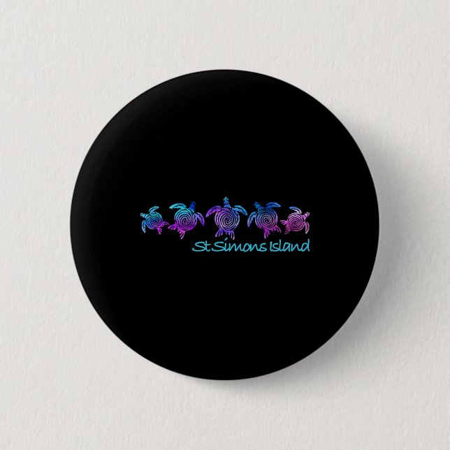 St. Simons Island Strand Design Stammes-Schildkröt Button (Vorderseite)