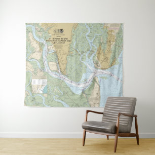 St Simons Sound Brunswick Hafen und Turtle River Wandteppich