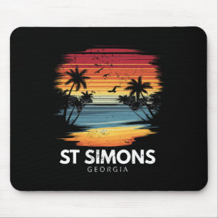 St Simons Strand Georgia Surfbrett Surfen Vintage Mousepad