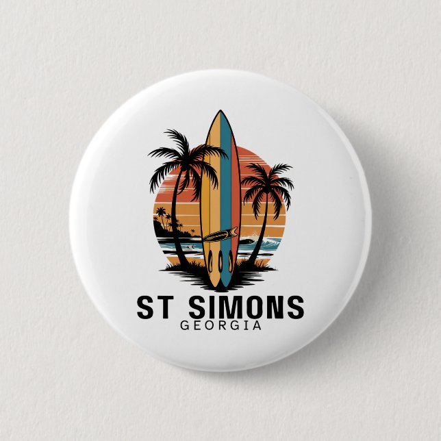 St Simons Strand Georgia Surfen Surfer _1  Button (Vorderseite)