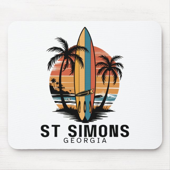St Simons Strand Georgia Surfen Surfer _1  Mousepad (Vorne)
