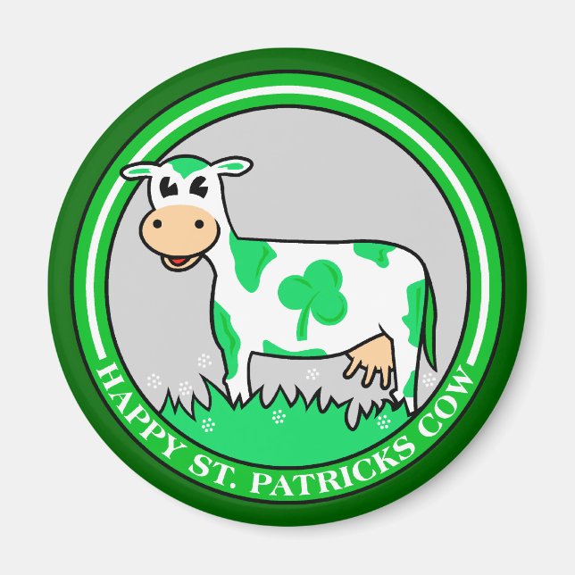 ST. St. Patrick's Day Cow Kleeblatt Magnet (Vorne)