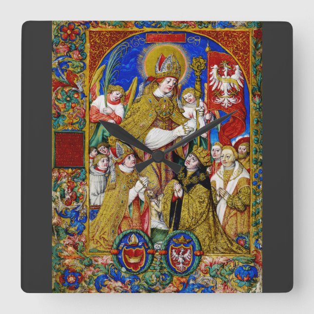 St. Stanislaus Bishop und Martyr Quadratische Wanduhr (Vorderseite)