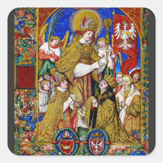 St. Stanislaus Bishop und Martyr Quadratischer Aufkleber (Vorderseite)