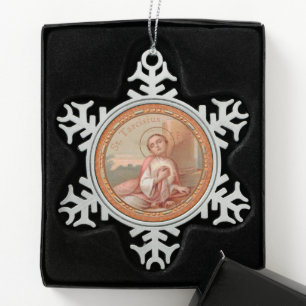 St. Tarcisius von Rom Rundel (BF 004) Schneeflocken Zinn-Ornament