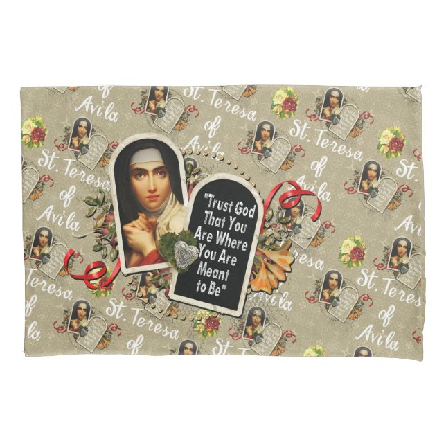 St Teresa de Avila Katholic Saint Therese Kissenbezug (Vorderseite)
