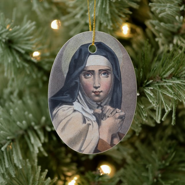 St. Teresa of Avila (M 008) Oval Keramik Ornament (Baum)