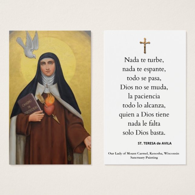 St. Teresa of Avila Spanish Prayer Catholic Nun (Vorne & Hinten)