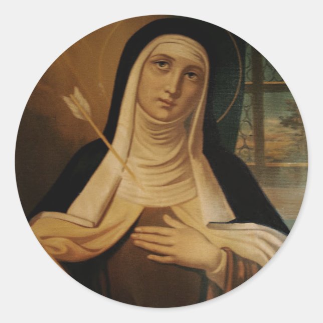 St. Teresa von Avila Carmelite Nun Arrow Runder Aufkleber (Vorderseite)