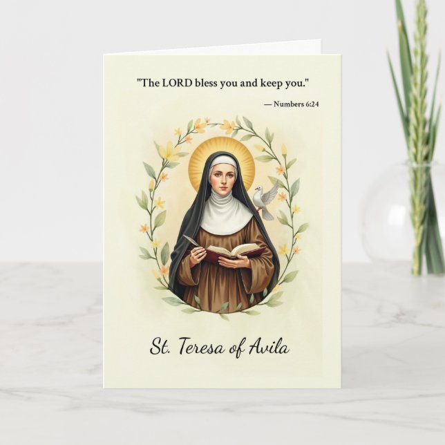 St. Teresa von Avila Gottes Frieden und Segnungen  Karte (Vorderseite)