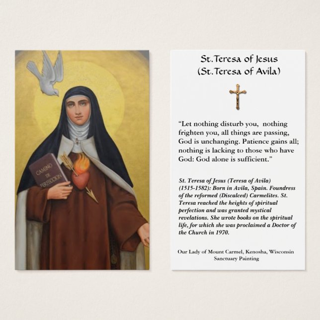 St. Teresa von Avila Teresa von Jesus Heilige Kart (Vorne & Hinten)