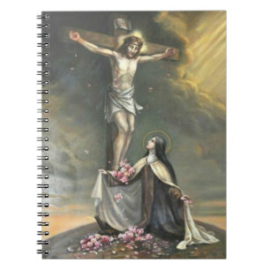 St. Therese an der Kreuzigung von Jesus-Rosen Notizblock