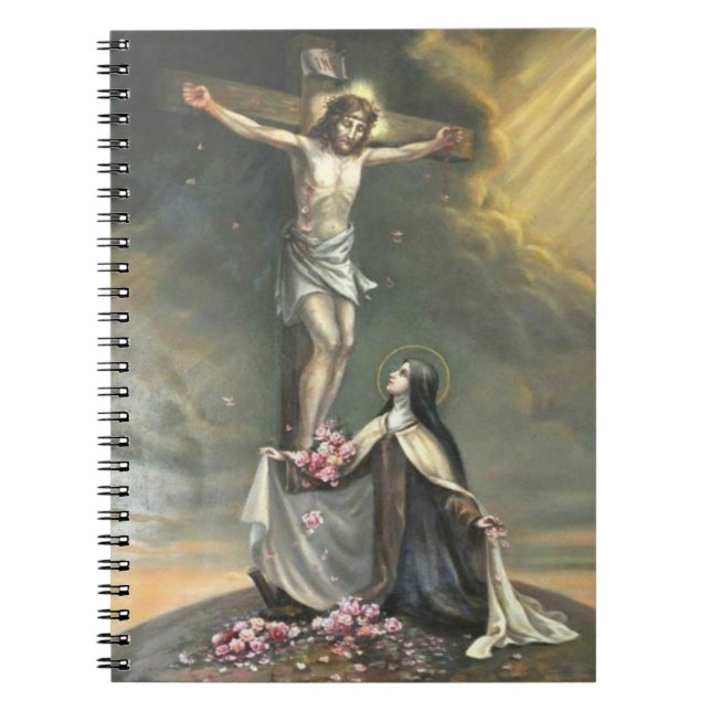 St. Therese an der Kreuzigung von Jesus-Rosen Notizblock (Vorderseite)