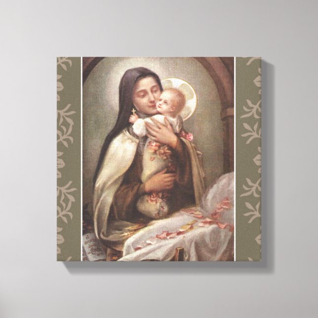 St. Therese Baby Jesus Manger Pink Roses Leinwanddruck (Vorderseite)
