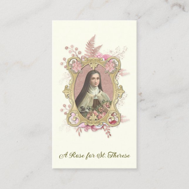 St. Therese Carmelite Nun Roses Religious Poem Visitenkarte (Vorderseite)