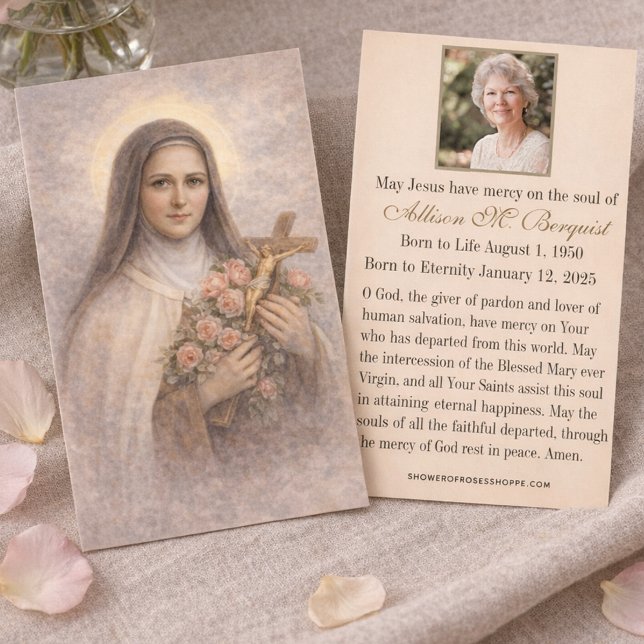 St. Therese Catholic Funeral Memorial Holy Card - (Créateur téléchargé)