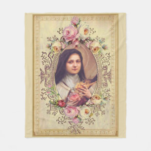 St. Therese das kleine Blumen-Rosa-Rosen-Kruzifix Fleecedecke