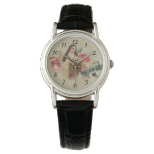 St. Therese das kleine Blumen-Rosen-Kruzifix Armbanduhr