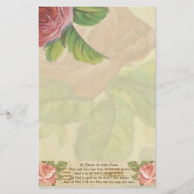 St. Therese das kleine Blumen-Rosen-Kruzifix Briefpapier (Vorderseite)