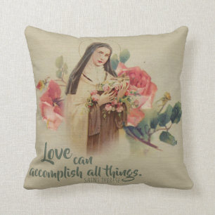 St. Therese das kleine Blumen-Rosen-Kruzifix Kissen