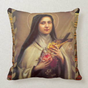 St. Therese das kleine Blumen-Rosen-Kruzifix Kissen