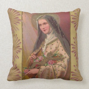 St. Therese das kleine Blumen-Rosen-Kruzifix Kissen