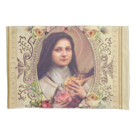 St. Therese das kleine Blumen-Rosen-Kruzifix Kissenbezug