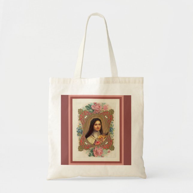 St. Therese das kleine Blumen-Rosen-Kruzifix Tragetasche (Vorne)