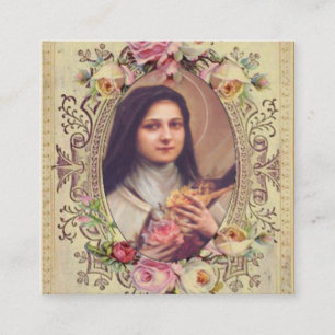 St. Therese der kleine Blumen-Rosa-RosenNovena Quadratische Visitenkarte